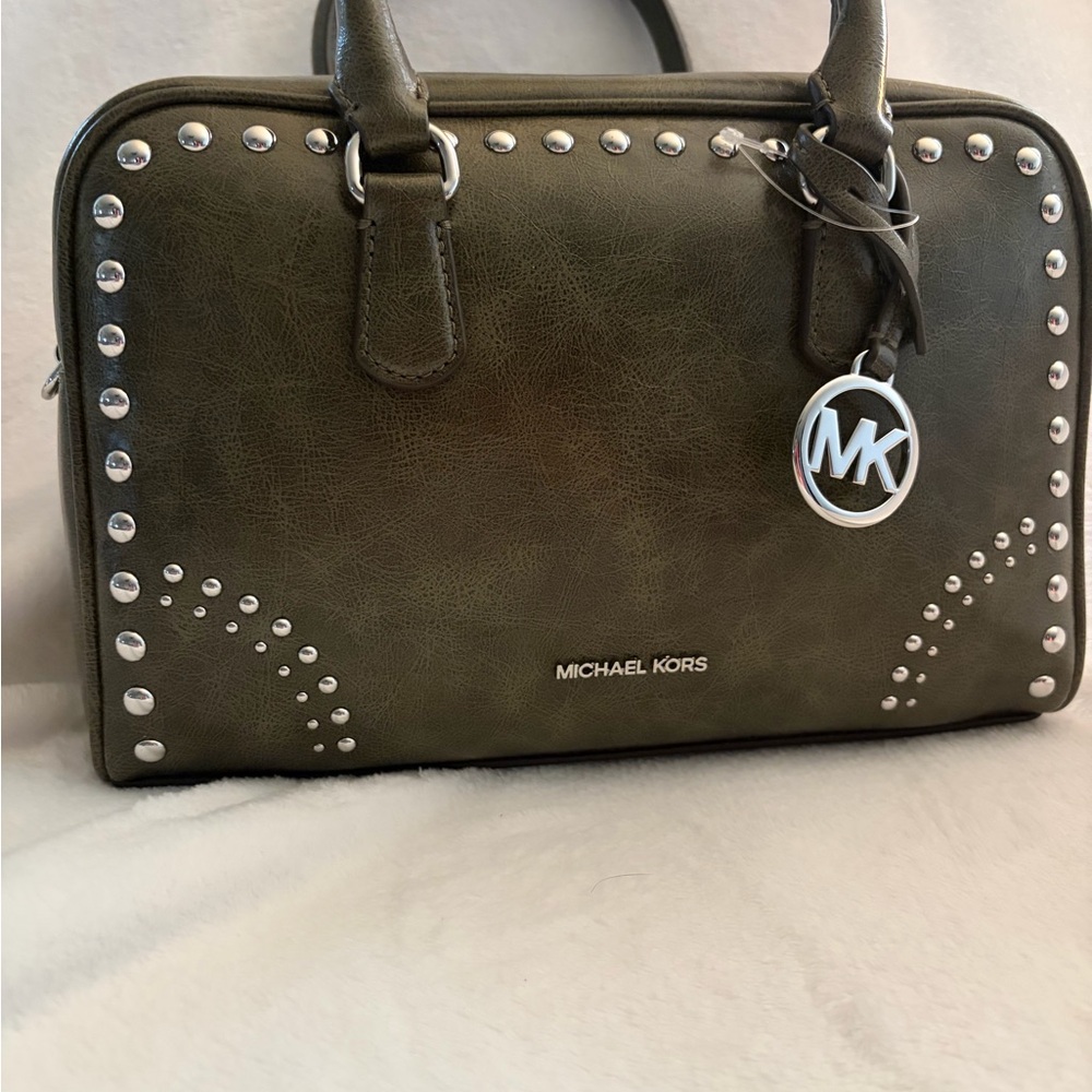 Michael Kors Olive MD Studded Satchel
